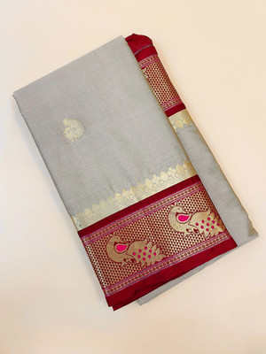 riddhi shivaay feb Woven Paithani Cotton Silk Saree(Cream)