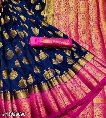 SNH EXPORT Woven Banarasi Jacquard Saree(Blue, Pink)