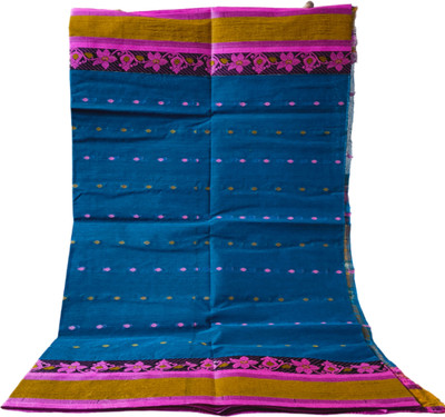 Charvi Lifestyle Woven Tant Pure Cotton Saree(Blue)