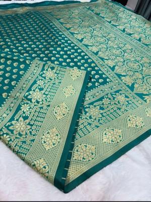 Banaras silk palace Woven Banarasi Silk Blend Saree(Light Green)