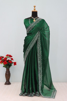 VarniRaaj Fashion Embellished Bollywood Jimmy choo Saree(Green)