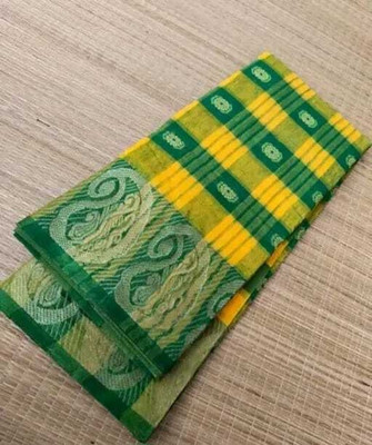 Maa laxmi saree center Self Design Tant Pure Cotton Saree(Yellow)