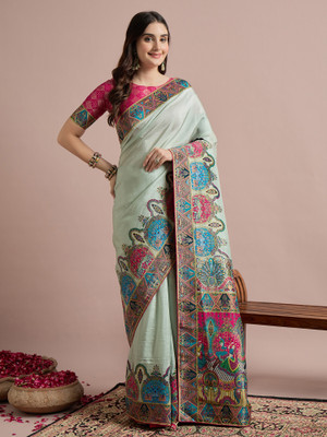 all about you Woven Banarasi Viscose Rayon Saree(Light Green)
