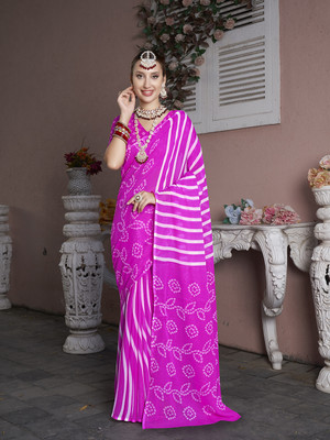ANOUK Digital Print Daily Wear Georgette Saree(Pink)