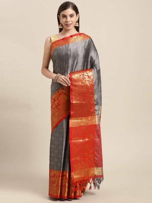 Vastrame Woven Daily Wear Cotton Silk, Jacquard Saree(Grey)