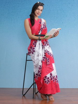 Sareemall Printed Chanderi Pure Cotton Saree(White)