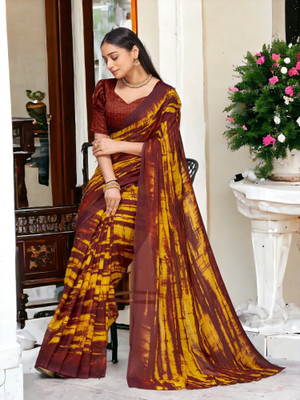 TTH Printed Bollywood Georgette Saree(Yellow)