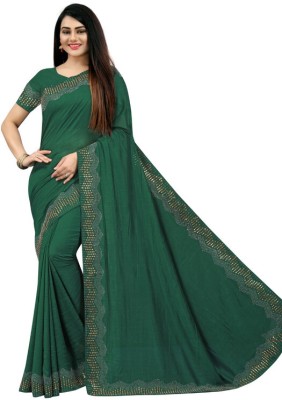 SHAKTIJEN ENTERPRISE Embellished Bollywood Chanderi Saree(Dark Green)