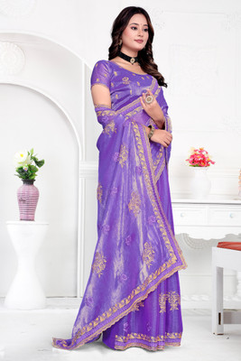ZOYAL ENTERPRISE Embroidered Bollywood Jimmy choo Saree(Purple)