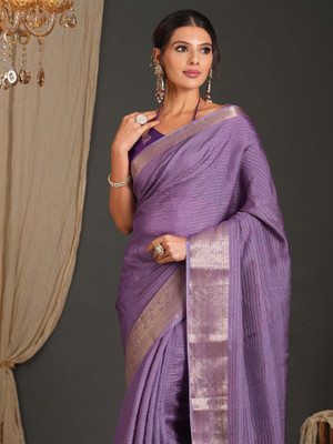 Sareemall Solid/Plain Banarasi Viscose Rayon Saree(Purple)