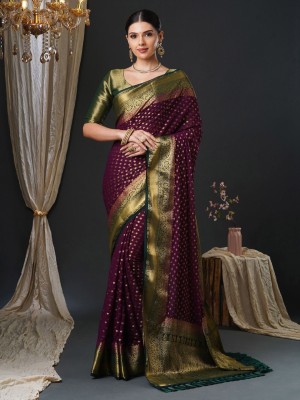 ANOUK Woven Kanjivaram Georgette Saree(Maroon)