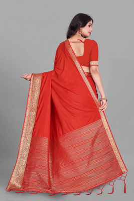 Aarunika IC Solid/Plain Bollywood Pure Silk Saree(Pack of 2, Red)
