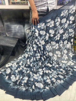 HouseOfCommon Ombre Bollywood Georgette Saree(Grey, White)