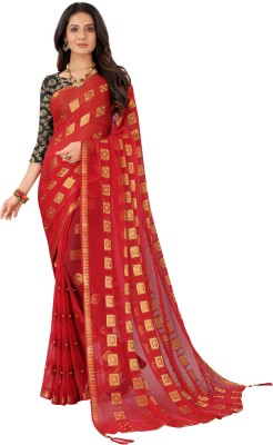 RHEY Woven Bollywood Chiffon Saree(Red)