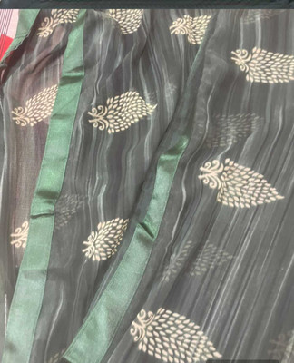 ananta fashion Printed, Checkered Pochampally Georgette Saree(Green)
