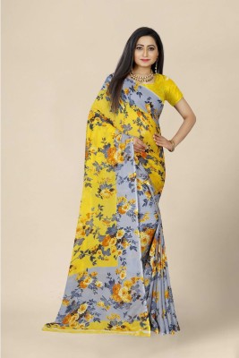 Saadhvi Self Design Kalamkari Cotton Blend Saree(Yellow)