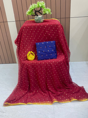 Vrise Life Style Self Design Daily Wear Chiffon Saree(Maroon)