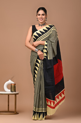 Tetarwal Printed Daily Wear Pure Cotton Saree(Multicolor)