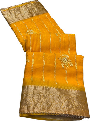HouseOfCommon Embroidered, Self Design Banarasi Organza, Tissue Saree(Gold)