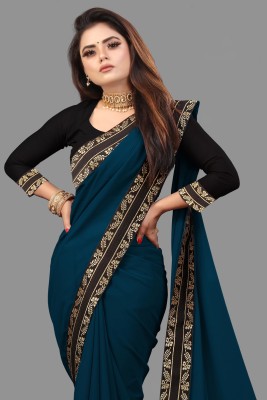 ISHA TRADE Embellished Daily Wear Georgette Saree(Blue)