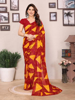 Moda Rapido Geometric Print Daily Wear Georgette Saree(Maroon)