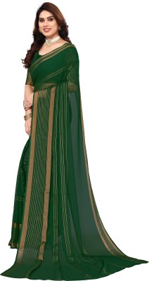 Verviza Striped Kanjivaram Chiffon Saree(Green)