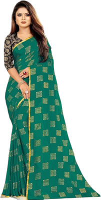 Raquel Embellished Bollywood Georgette Saree(Green)
