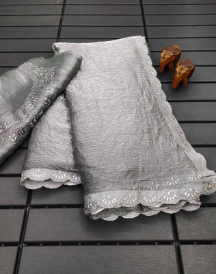 ZOYAL ENTERPRISE Embellished Bollywood Art Silk Saree(Grey)