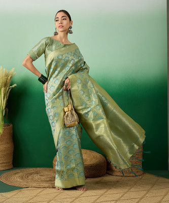 Sangria Woven Banarasi Silk Blend Saree(Dark Blue)