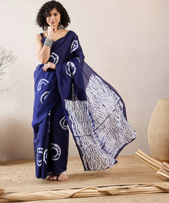 Sareemall Printed Daily Wear Silk Blend Saree(Dark Blue)