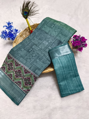 HouseOfCommon Printed, Woven Bollywood Pure Cotton, Cotton Linen Saree(Multicolor)