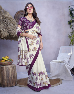 YASHIKA Printed Daily Wear Art Silk Saree(Purple)