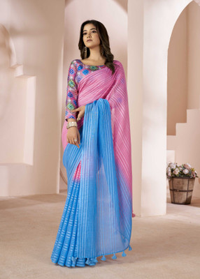 Divastri Self Design Bollywood Linen Saree(Pink)