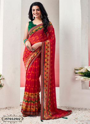 STYLEVEDA Self Design Bollywood Georgette Saree(Red)