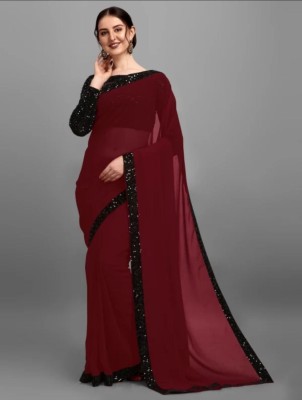 Manan Creation Embellished Bollywood Georgette Saree(Maroon)