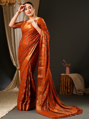 Sareemall Woven Kanjivaram Georgette Saree(Orange)