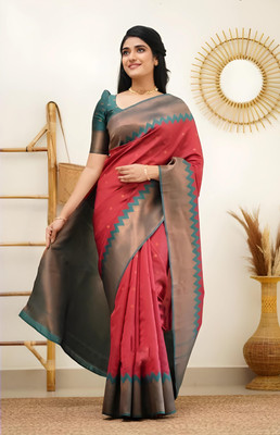fosgen etp Self Design Kanjivaram Pure Silk Saree(Red)
