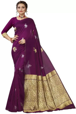 VRINDITA FASHION Solid/Plain Banarasi Art Silk Saree(Multicolor)