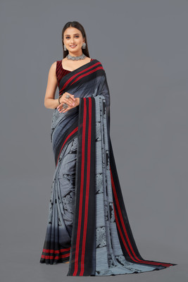 Leelavati Printed Daily Wear Georgette Saree(Grey)