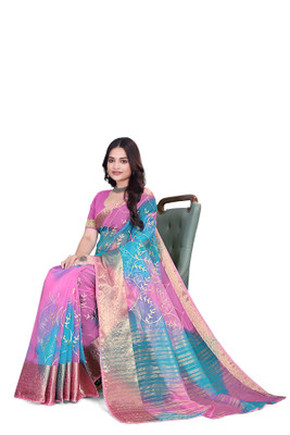 Aarunika SBT Solid/Plain Bollywood Organza Saree(Pink)
