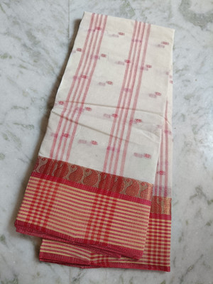 Bikash Dutta Fashion Self Design Tant Pure Cotton Saree(Orange)