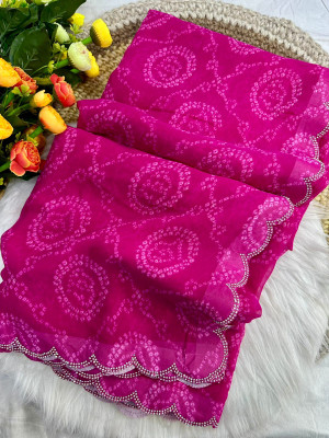 RAGISHA ENTERPRISE Self Design Bandhani Georgette Saree(Pink)
