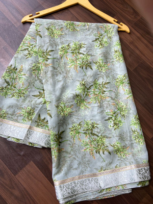 bhavika silk mills Printed Daily Wear Georgette Saree(Green)