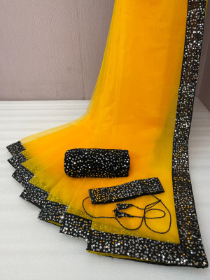 OZONE DESIGNS Embroidered Bollywood Net Saree(Multicolor)