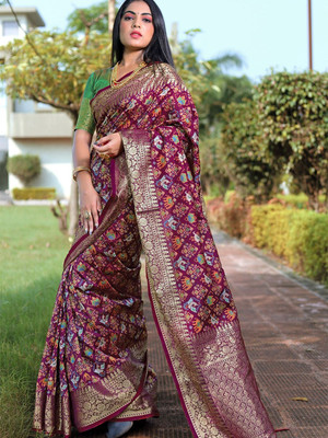 ANOUK Woven Chanderi Pure Silk Saree(Red)