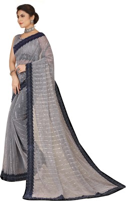 AKK Enterprise Self Design Bollywood Nylon Saree(Grey)