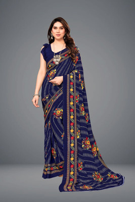 Dedkada Fab Printed Daily Wear Georgette Saree(Blue)