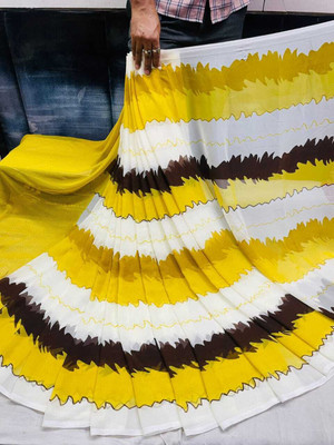 Sitanjali Printed Bollywood Georgette Saree(Yellow)