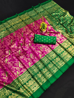 Kanooda Prints Printed Mysore Art Silk Saree(Multicolor)