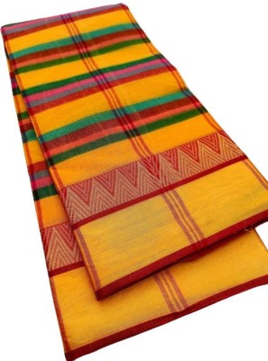 SG's Collection Woven Tant Pure Cotton Saree(Multicolor, Yellow)